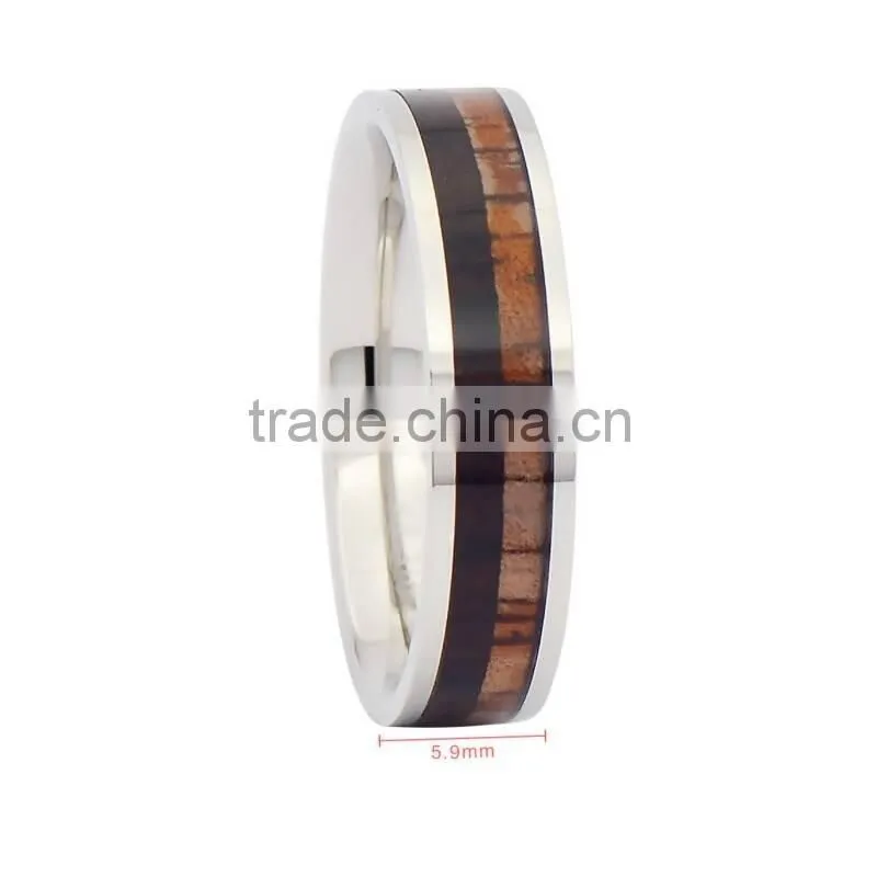 Wood and titanium wedding bands for men,titanium band ring