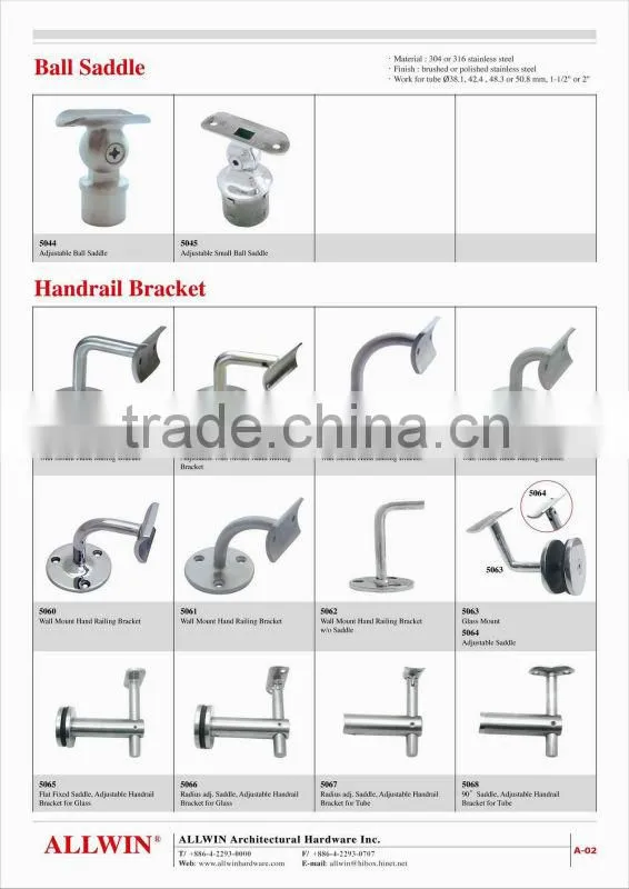 Stainless steel Adjustable glass handrail bracket