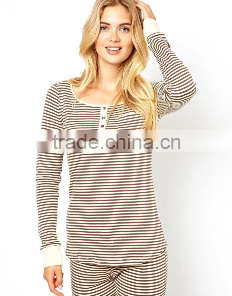 Ladies Yarn Dyed Stripe Pajamas