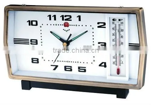 Antique square mechanical metal table alarm clock