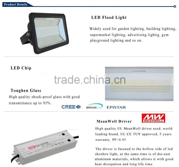 UL DLC CE 150W LED Flood Light with 5 Years Warranty