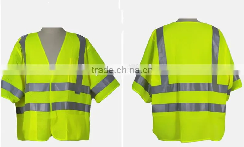 wholesale cheap high visibility fluorescent yellow breathable work shirt reflective t-shir
