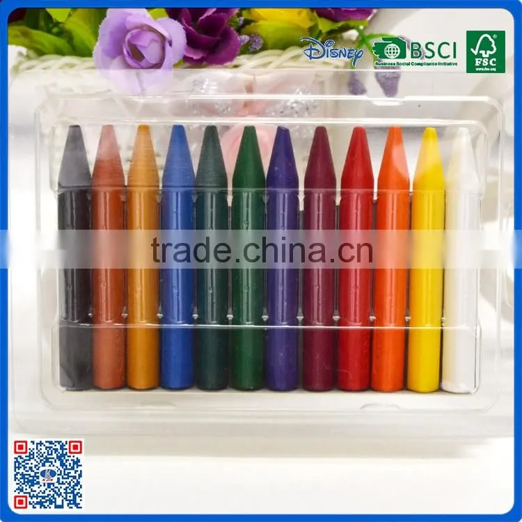 New arrival 12 colors triangle crayons in PVC box