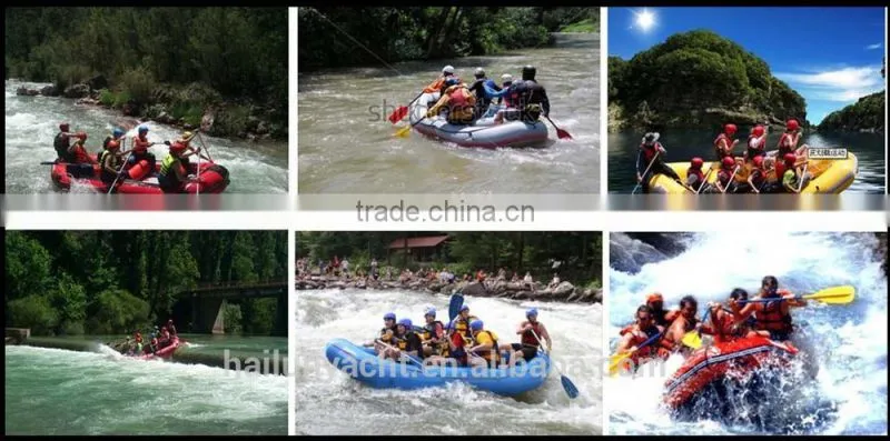 Whitewater rafting boats blue inflatable raft with bottom reinforcements