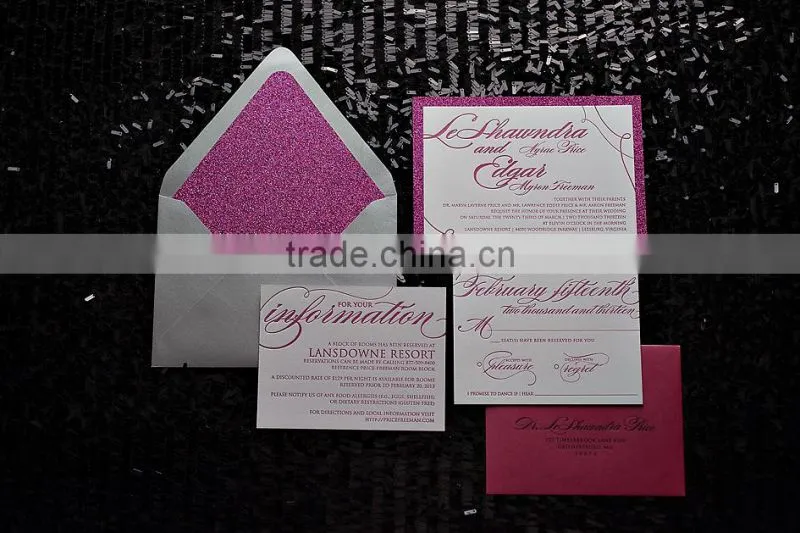 Hot Pink letterpress wedding invitations for royal wedding