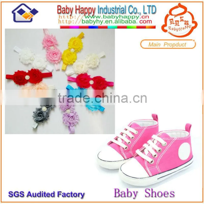 headband and genuine soft leather baby shoes