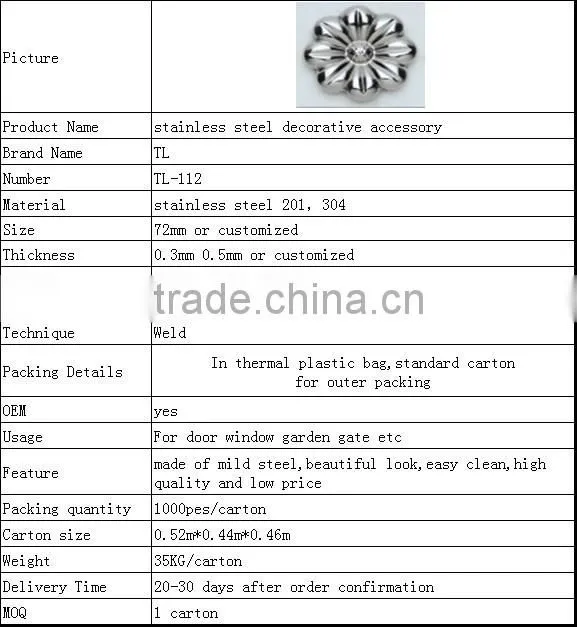outside door stainless steel garden railing decorative accessories flower