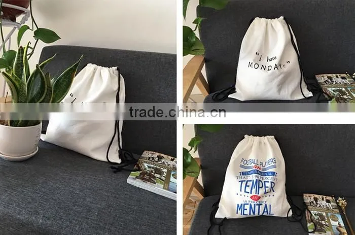 Wholesale Top Quality Custom printing Canvas drawstring Bag