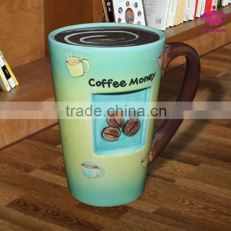 Ceramic coffee cup money bank box