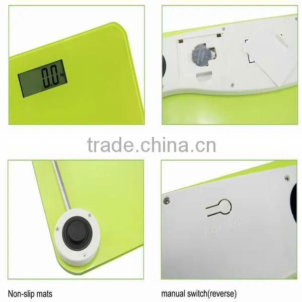 High Precision Korea hot sell digital bathroom scale model with candy color glass platform for human body weighing scale