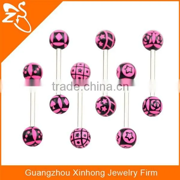 Wholesale fashion straight tongue ring piercing tongue ring jewelry for young ladies