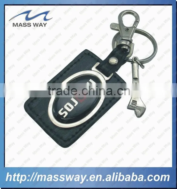 Customized oval shape custom metal leather key ring