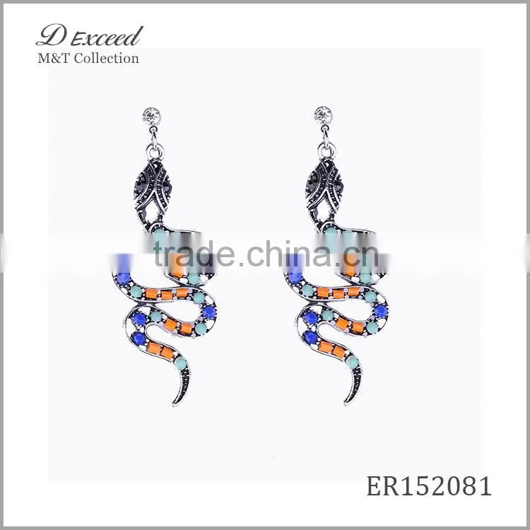 2016 Hot New Designs Vintage Jewellery Earrings Bohemian Style Snake Gold Plating Drop Earrings