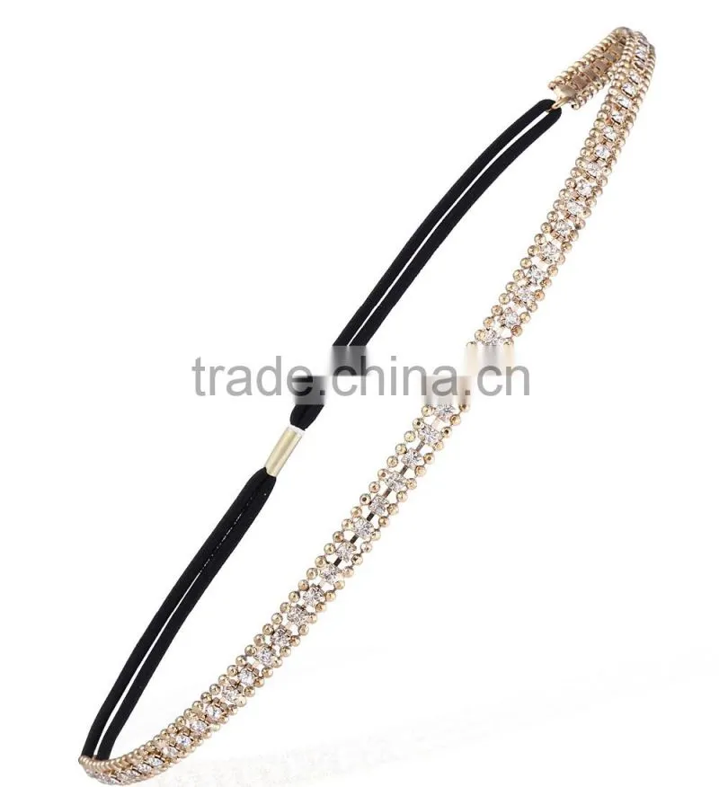 Fashion rhinestone high end quality pretty fashion Embellished Stretch headband hairband