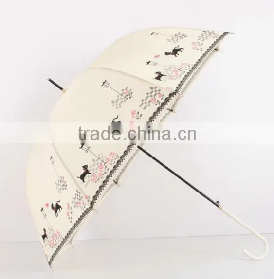 23 inch stick crook handle cat print lady umbrellas