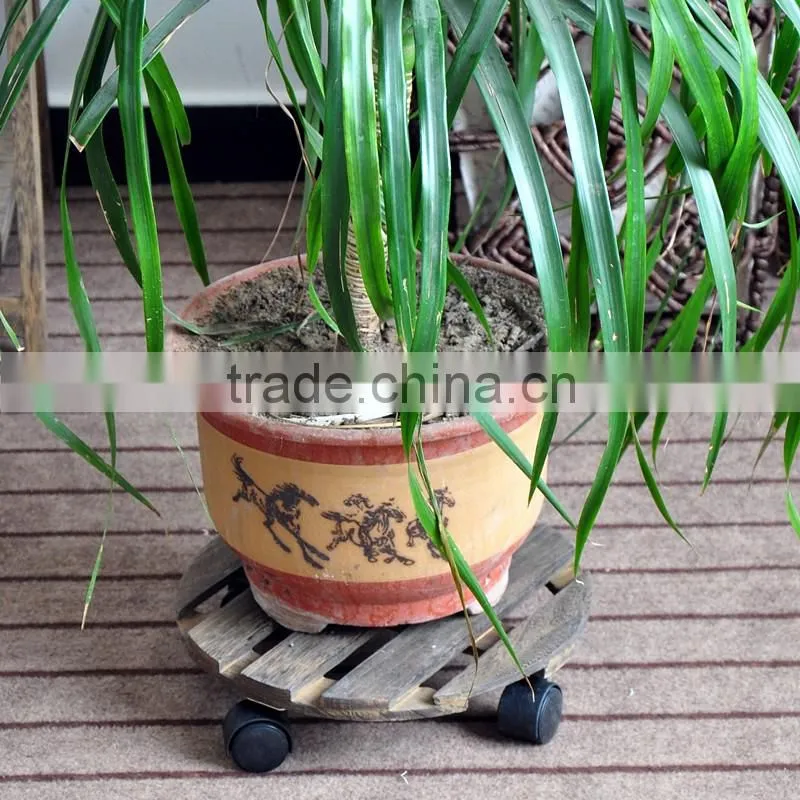Unfinished Wood Flower Pot Tray With 4 Wheels