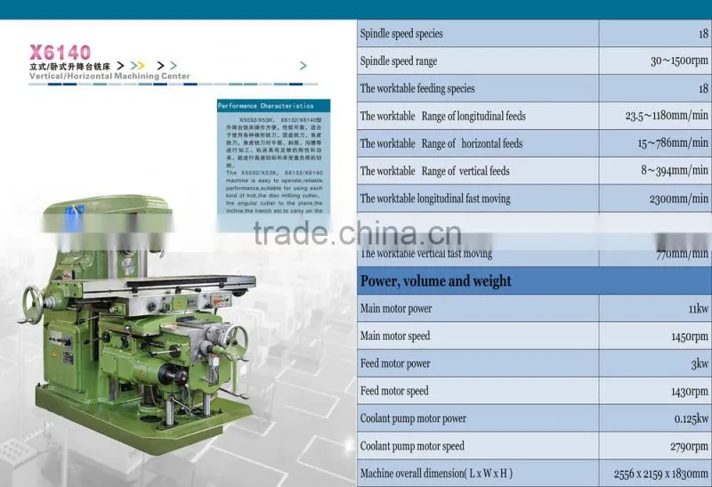 torno mecanico Horizontal directional Milling Machine X6140 listed company