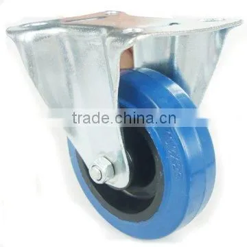 swivel blue elastic rubber caster with brake