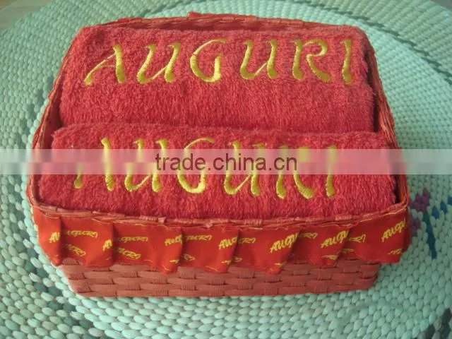 Red Towels 100 cotton terry towel wedding towel gift set packing