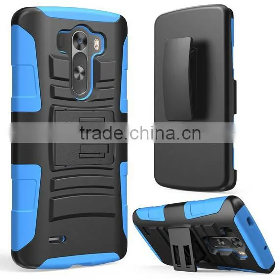 heavy Duty Rugged Dual Layer Case with kickstand for lg g3 -black