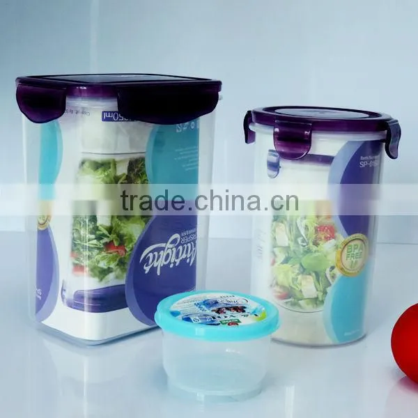 4 sides clip food plastic storage container, 100% leak-proof, hygienic and odourless