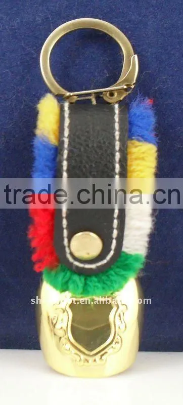 1.2''mini metal cow bell A4-C07 with logo printed and keyring leather strap as souvenirs (E253)