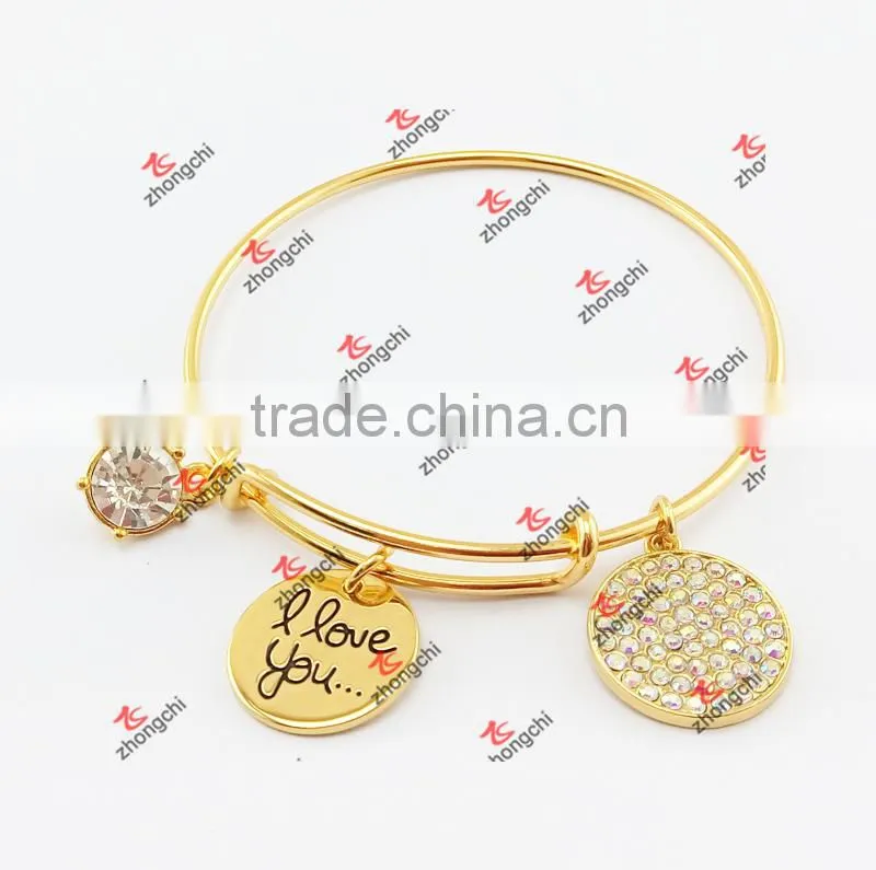 adjustable brass wire bangles gold plated expandable wire bangle Gifts