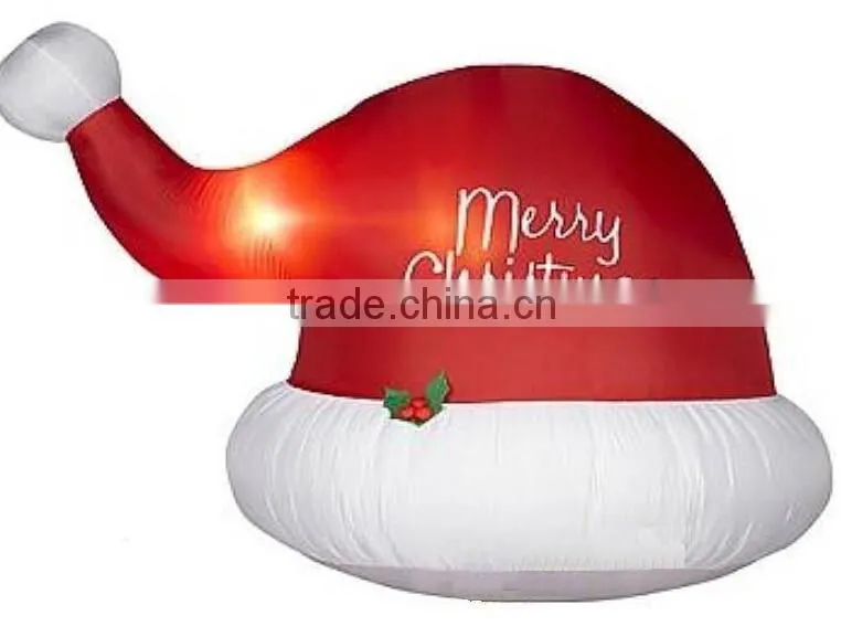 Hot Selling Giant Red Inflatable Christmas Hat for Decoration