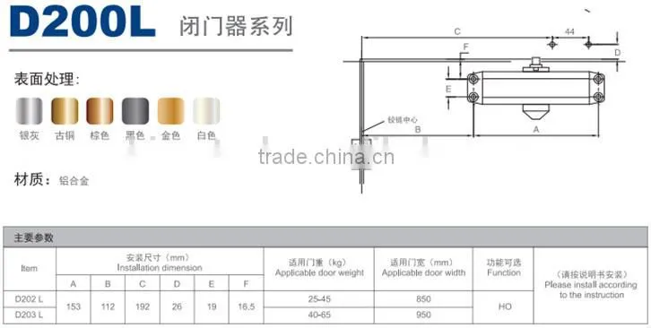 High Quality Fire Proof Aluminium Alloy Door Closer