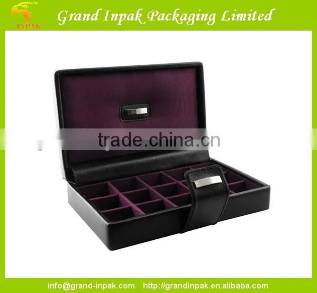 Luxury Large Cufflink Storage Display Box wrapping with leather