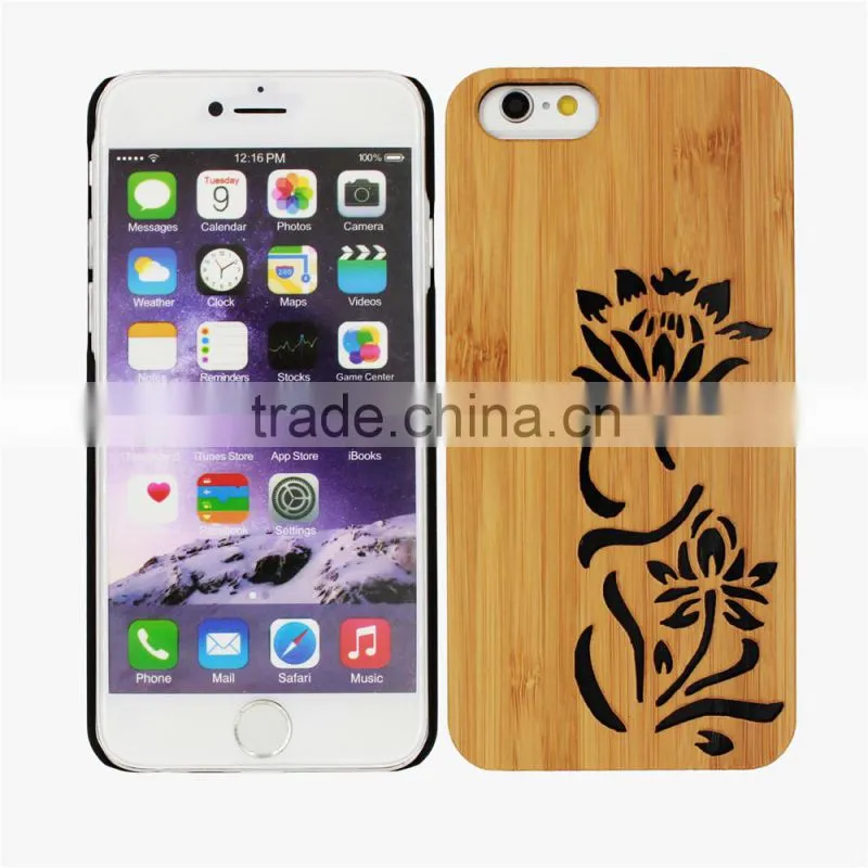 Chinese Style Engrave Flower Pattern Real Wood Phone Case For Iphone 5 Case.