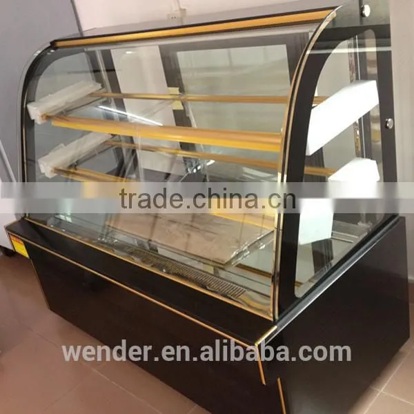 1.2Meter arc style golden frame commercial cake display cooler
