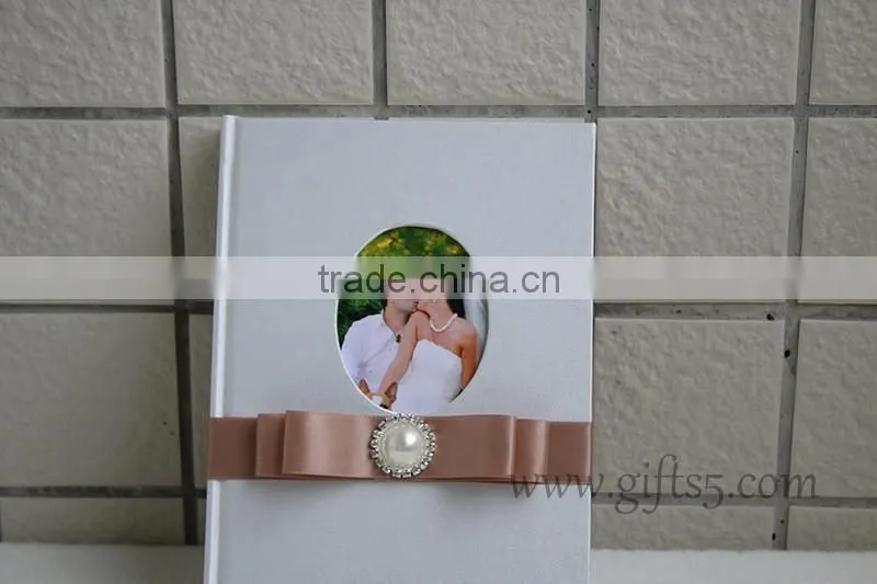Handmade Hardcover custom wedding guest book with photo frame