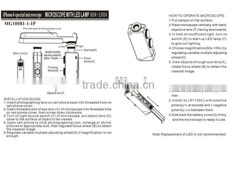 MG10081-1-IP 60x,100x Pocket Microscope For iPhone