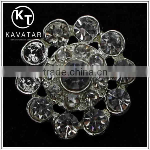 Good quality NK025 metal flower lead free metal shank rhinestone buttons