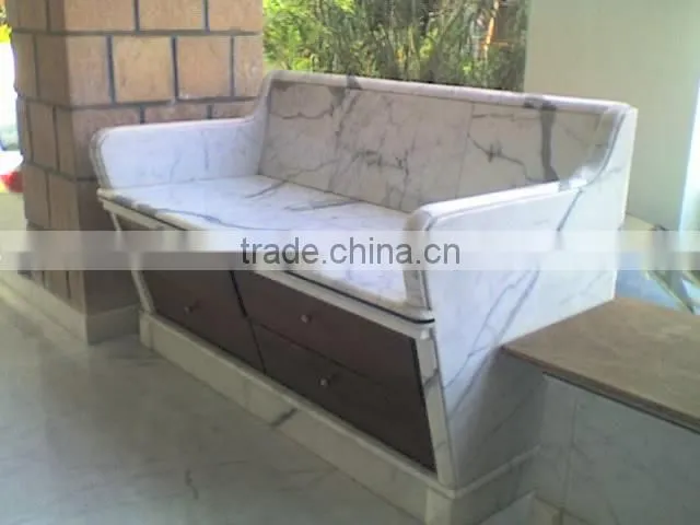 rustic curved sandstone marble bench