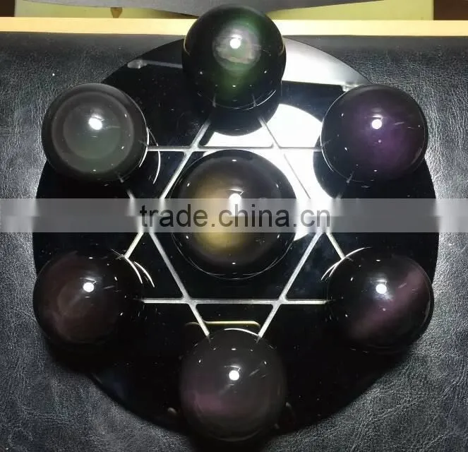 Hot sale nature crystal rainbow obsidian sphere/ball seven star