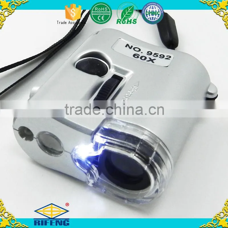 Portable 60X Lens Magnifier Loupes with 1UV LED Mini Microscope