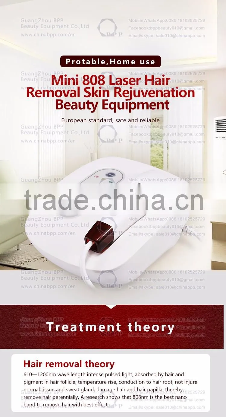 Portable and comfortable mini 808 diode laser permanent hair removal