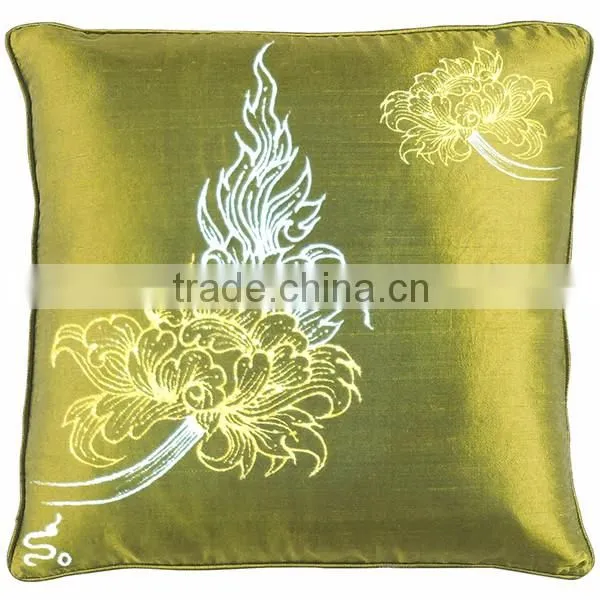 RARE Pillow Case Cushion Covers Silk Art Fabric Painting THAILAND FLOWERS