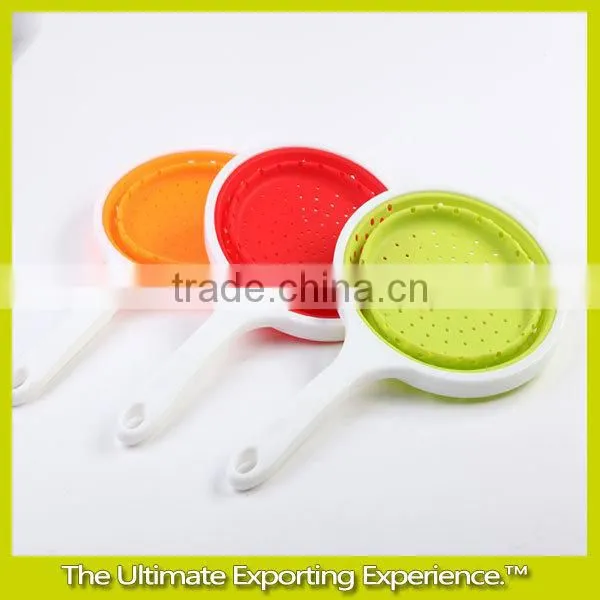 Folding colander,silicone Folding colander,Folding colander with handle, folding vegetable colander,Folding leaking basket