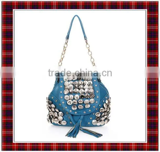 2015 New Model Korean Fashion Button Diamond Retro Popular Tassel Backpack/Crossbody Bag (BCC029-1)
