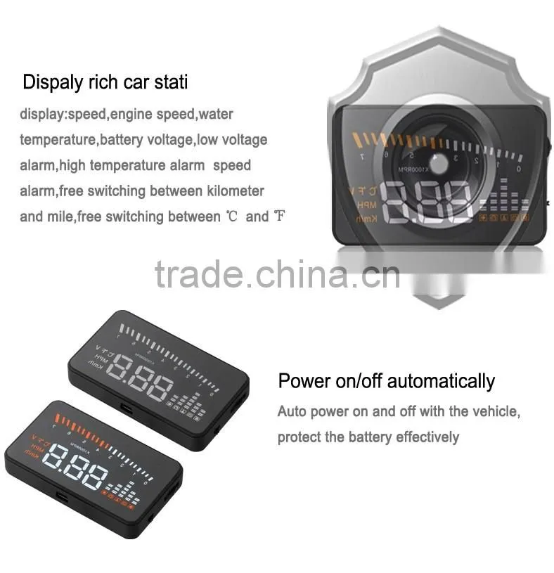 X5 3 inch car OBD2 HUD display vehicle mounted alarm