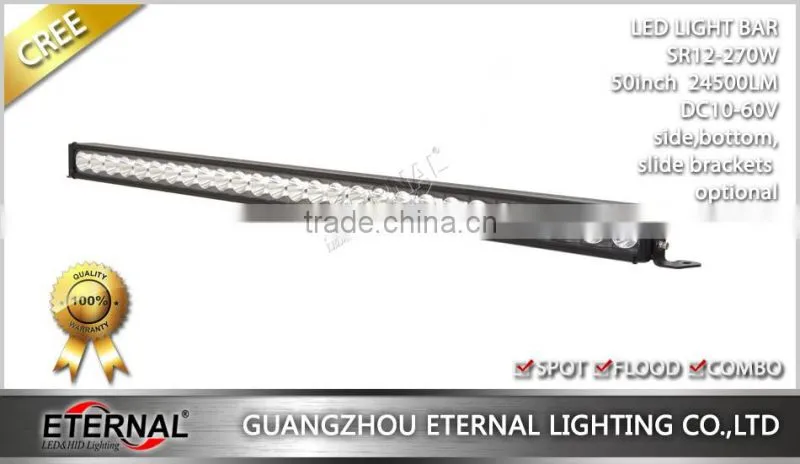50inch 270W LED light bar single row high power offroad bar light 4x4 4WD racing auxiliary lighting