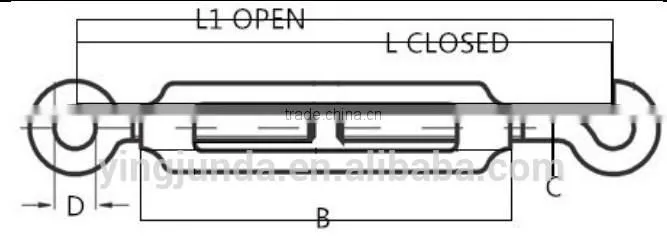 hook and eye turnbuckle Stainless Steel Eye and Hook Turnbuckle