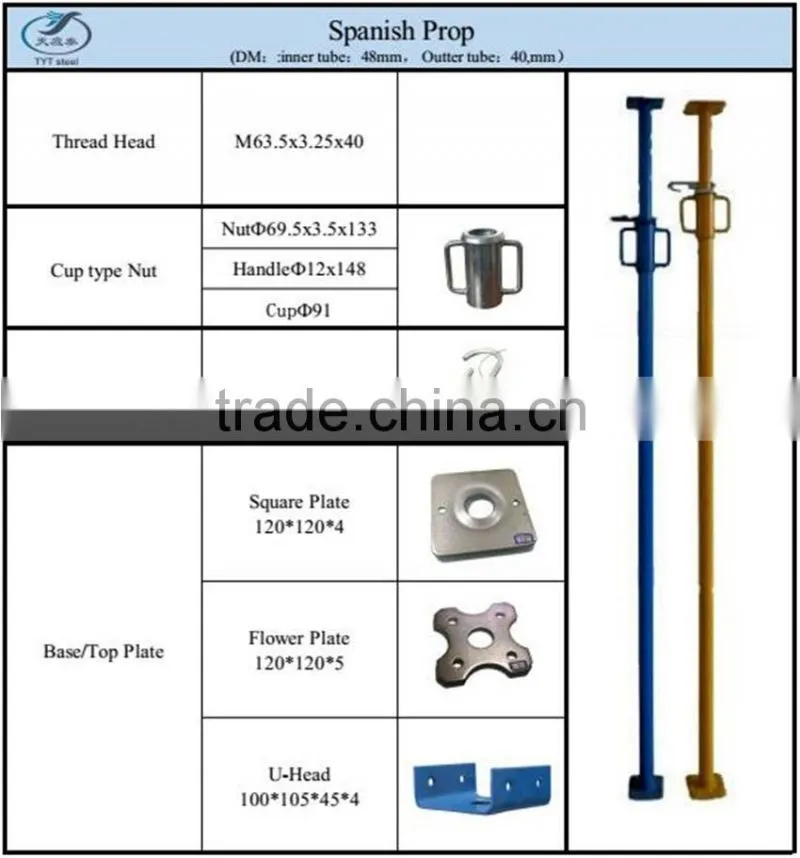 support system heavy duty props scaffolding material light/heavy duty painted/galvanized adjustable steel props