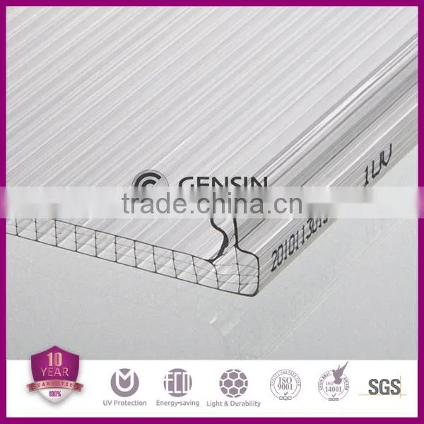 Haining Gensin U-lock multi-wall 4-wall rectangular structure polycarbonate sheets 600mm