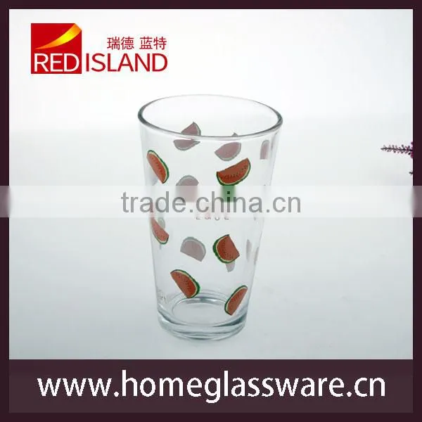 glass manufactory supply 15oz tumbler print fruit glass cup for drinking