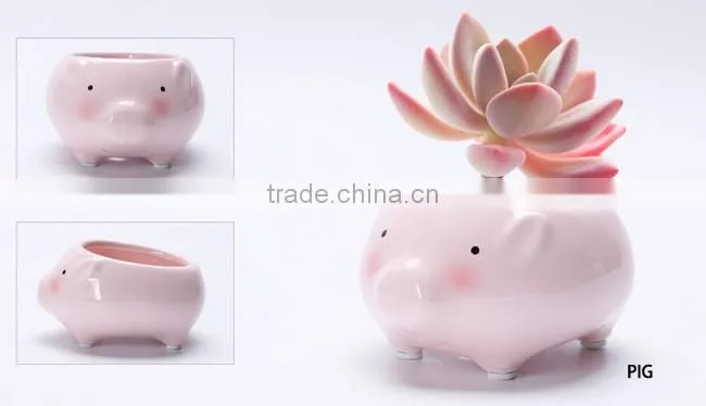 Cartoon succulent flowerpot ornaments small ceramic animal planters