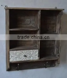 2016 classical vintage wooden wall shelf with drawer